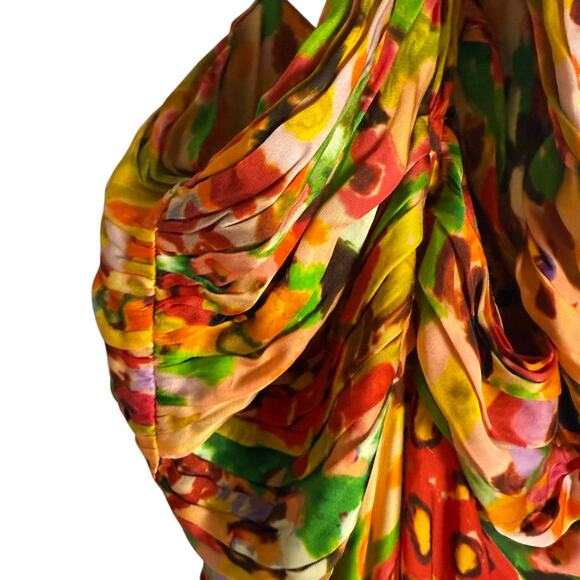 Carolina K Yellow Multicolor Floral Halter Sleeveless Cutout Midi Dress Size S - Picture 5 of 11